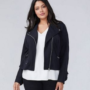 Lane Bryant Tailored Stretch Pinstripe Moto Jacket